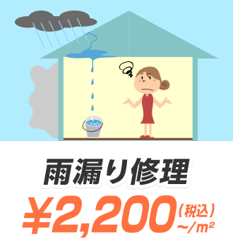 雨漏り修理 ¥2,000（税抜）〜/m²