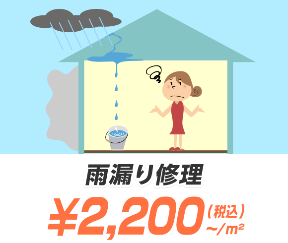 雨漏り修理 ¥2,200（税込）〜/m²