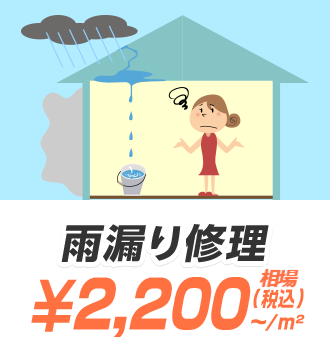 雨漏り修理 ¥2,200（税込）〜/m²